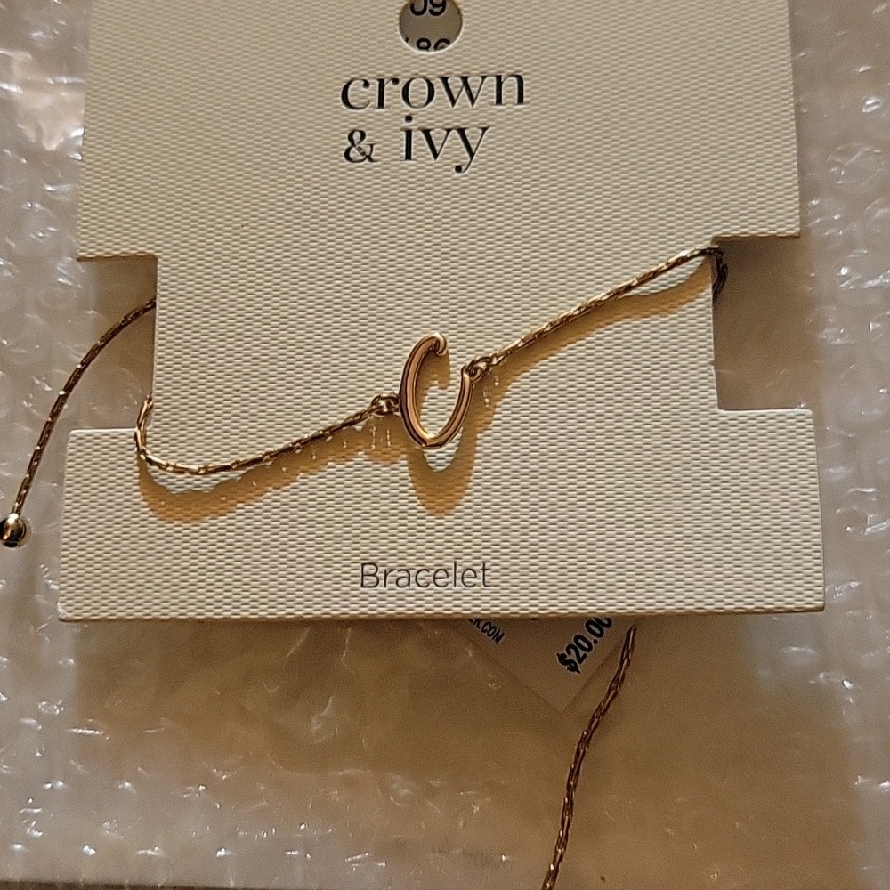 Crown & Ivy Gold Bracelet Initial C